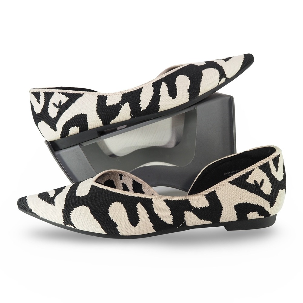 Vivaia Melia Pointed-Toe‎ D'Orsay Flats Women 10.5 Ecru Tiger Print Sustainable